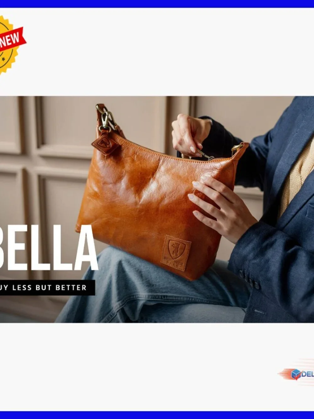 Genuine Leather Hobo Shoulder Bag with Detachable Strap, Top Handle